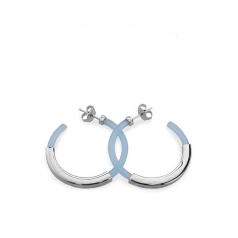 GROSSE CREOLEN IM SILBER-BLAUEN HARZ-DESIGN