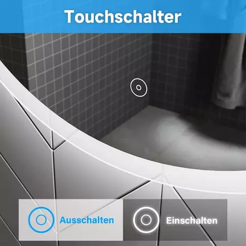 Runder LED Badspiegel Ø 60 cm | Anti-Beschlag | Touch | Kaltweiß 6400 K