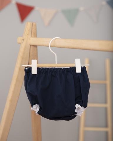 dunkelblauer Bloomer für Mädchen mit zarter Spitze