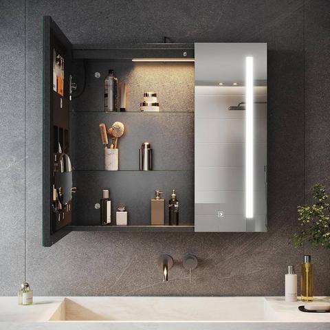 LED Spiegelschrank 75 × 60 cm mit Beleuchtung, Anti-Beschlag & Steckdose