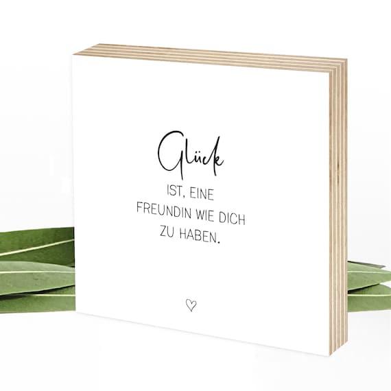 Glück ist Freundin wie dich - Wunderpixel® Holzbild 15x15x2cm