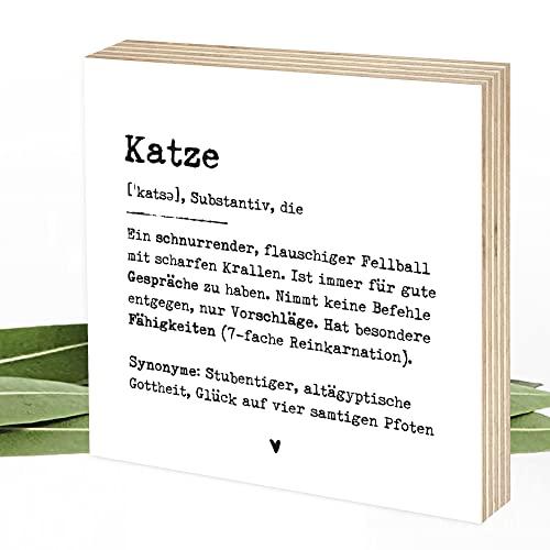 Definition Katze - Wunderpixel® Holzbild 15x15x2cm
