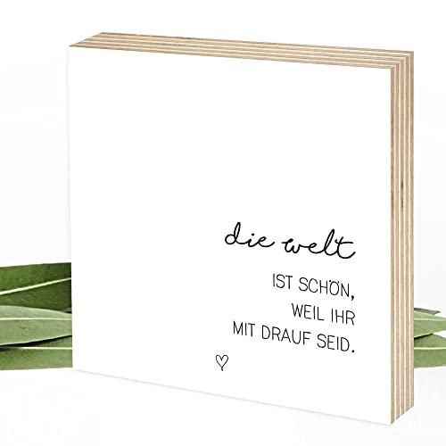 Die Welt ist schön (Mehrzahl) - Wunderpixel® Holzbild - 15x15x2cm