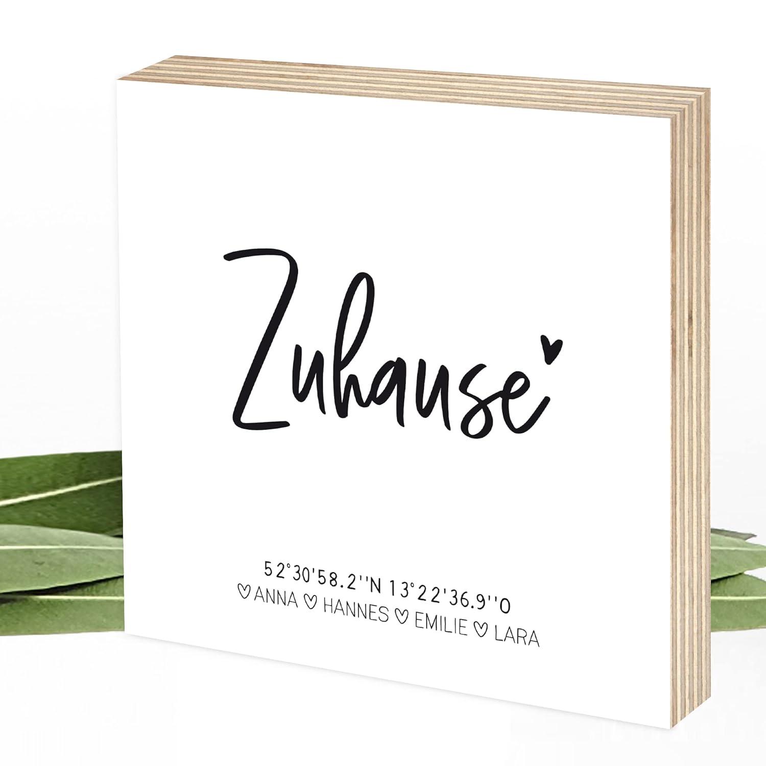 personalisierbares Bild Zuhause mit Koordinaten und Namen