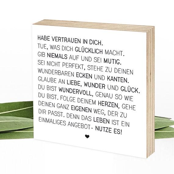 Habe Vertrauen in dich - zauberhaftes Wunderpixel® Holzbild 15x15x2cm