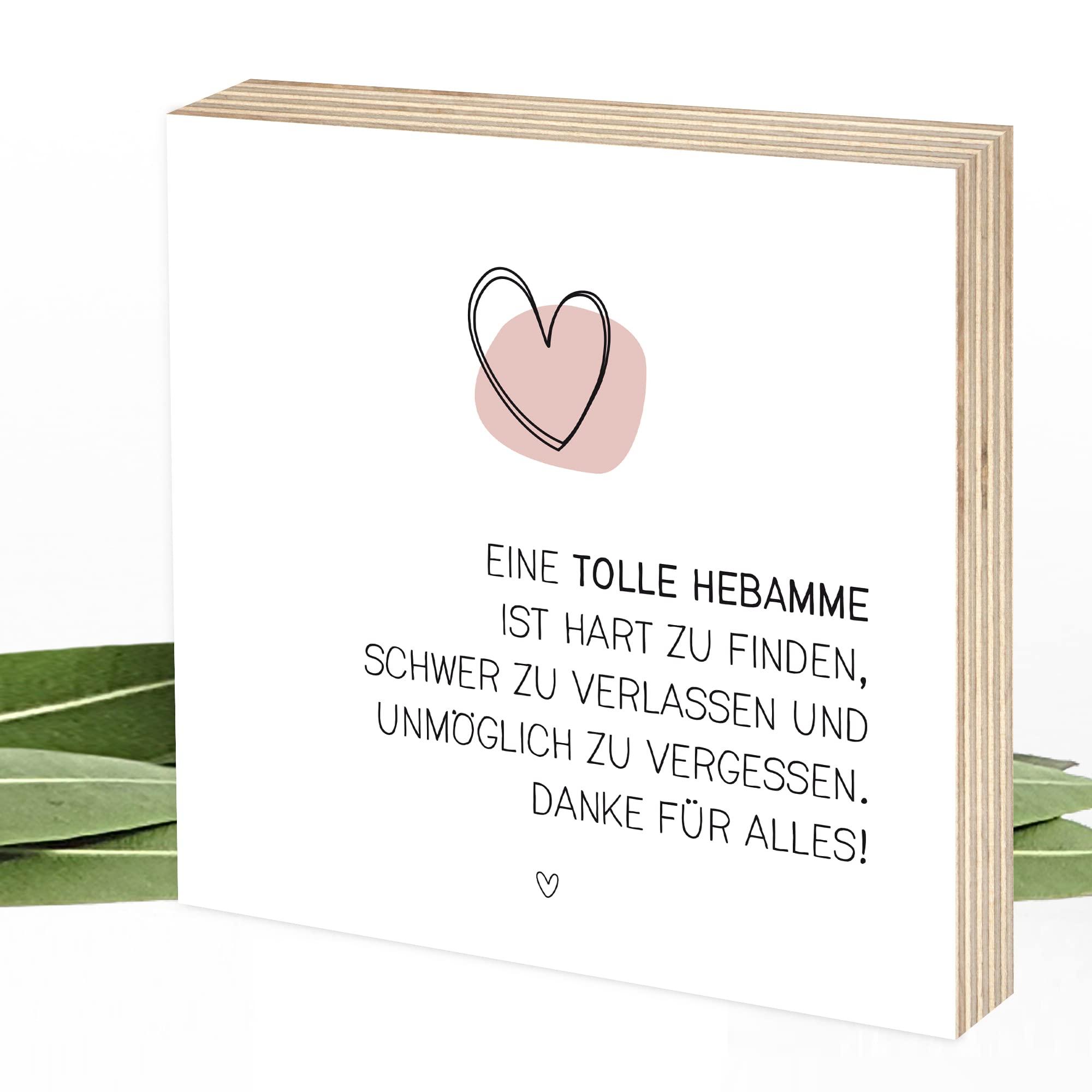 Tolle Hebamme - Danke für Alles - Wunderpixel® Holzbild 15x15x2cm