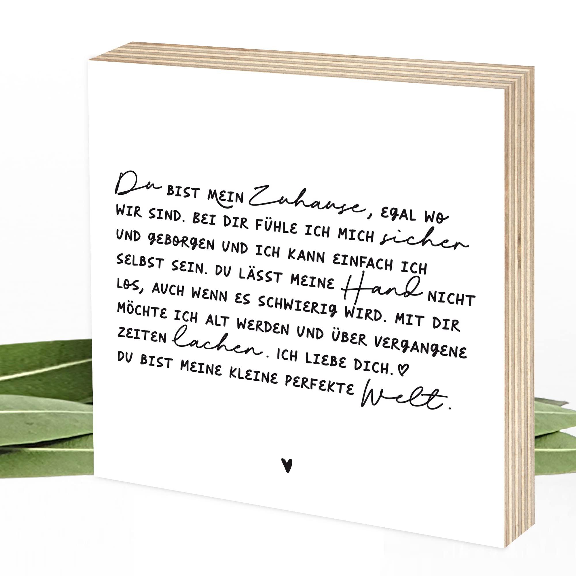 Du bist mein Zuhause - Schreibschrift - Wunderpixel® Holzbild 15x15x2cm