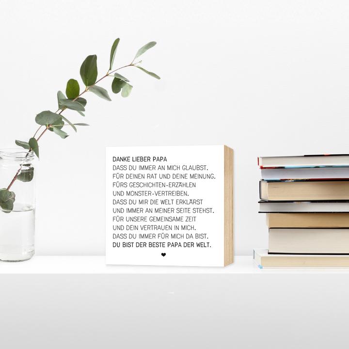 Danke lieber Papa - einzigartiges Holzbild 15x15x2cm