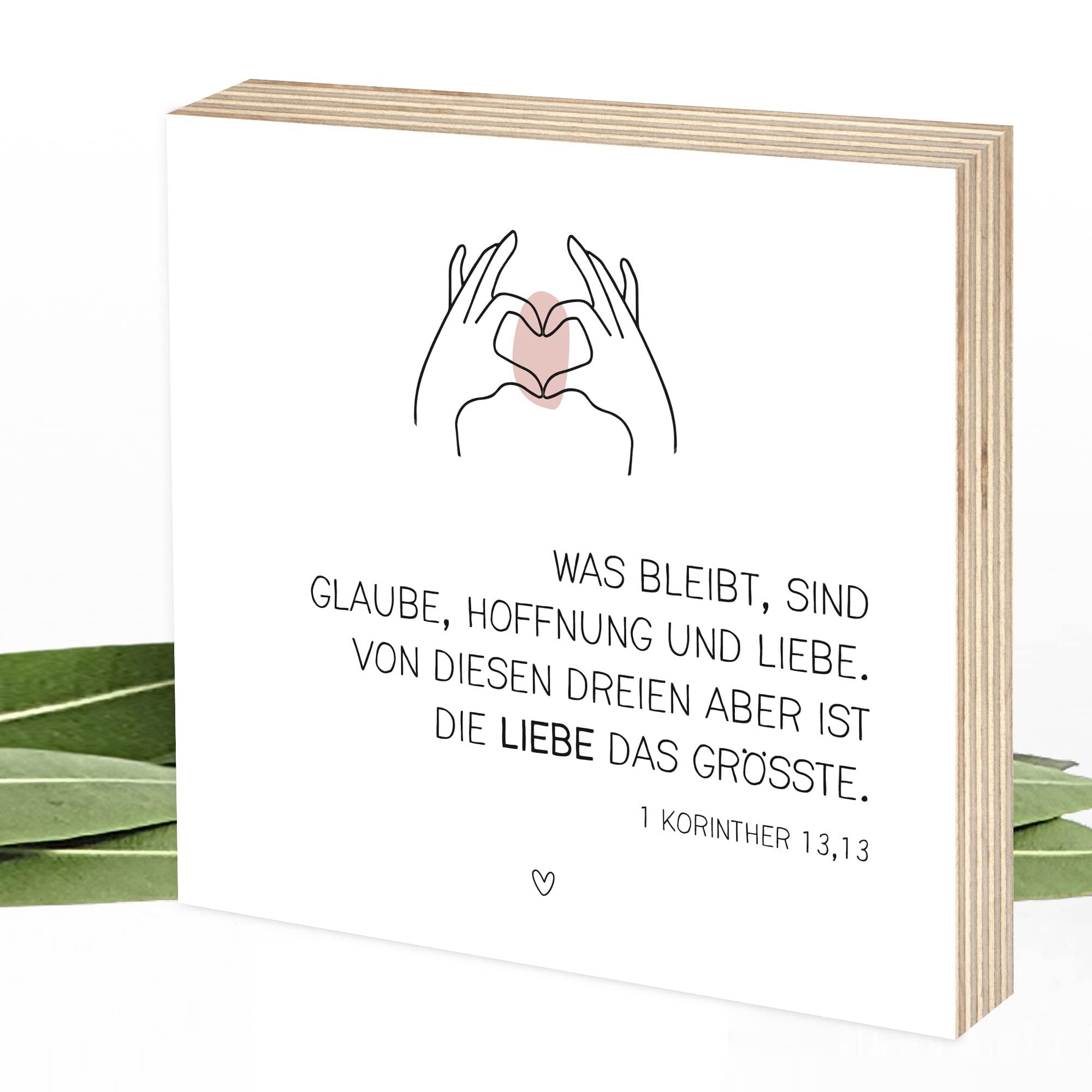 Glaube Hoffnung Liebe - Wunderpixel® Holzbild 15x15x2cm
