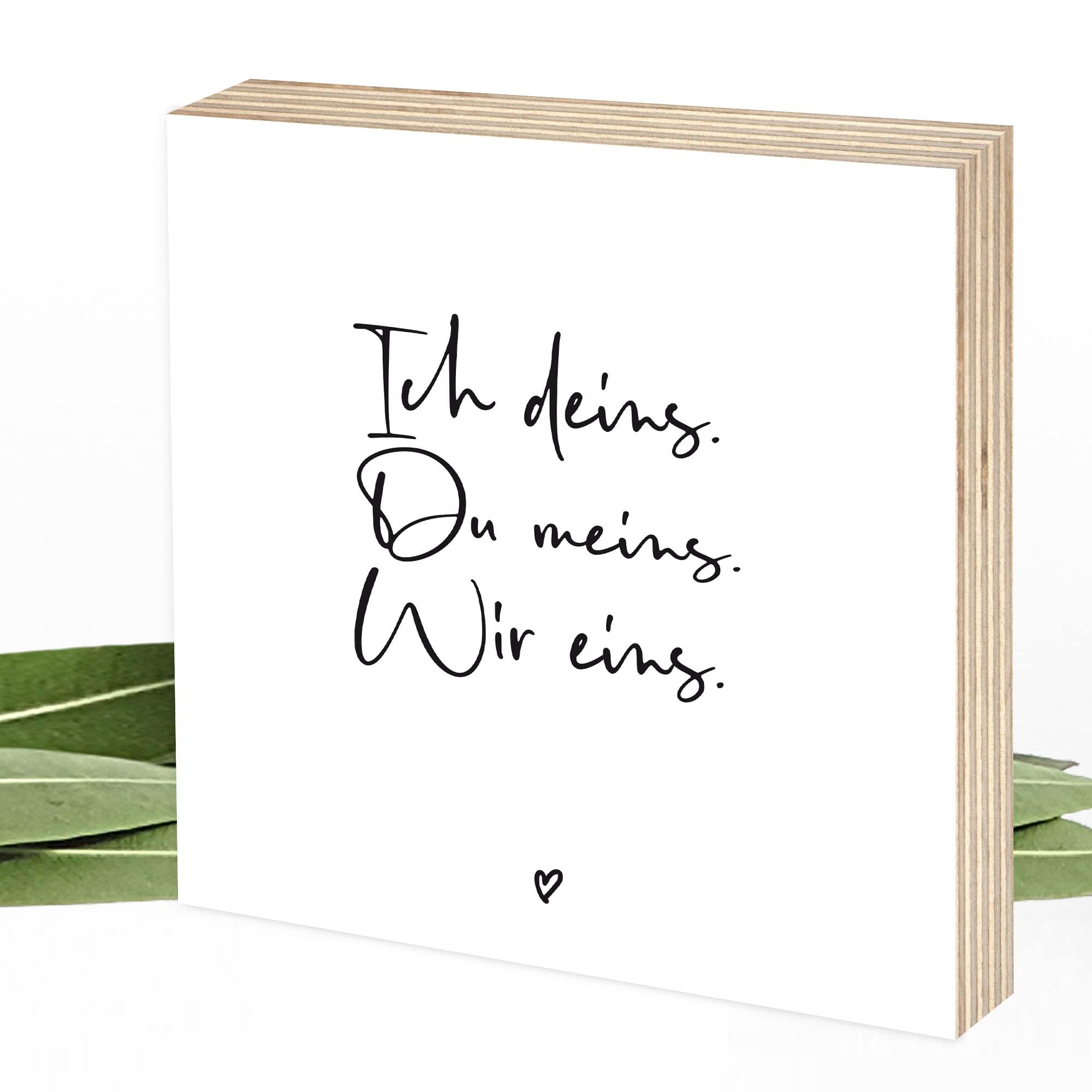Ich deins, du meins, wir eins - Wunderpixel® Holzbild 15x15x2cm