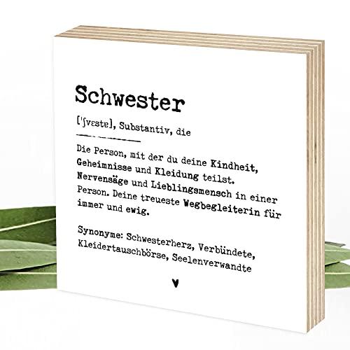 Definition Schwester - bezauberndes Wunderpixel® Holzbild 15x15x2cm