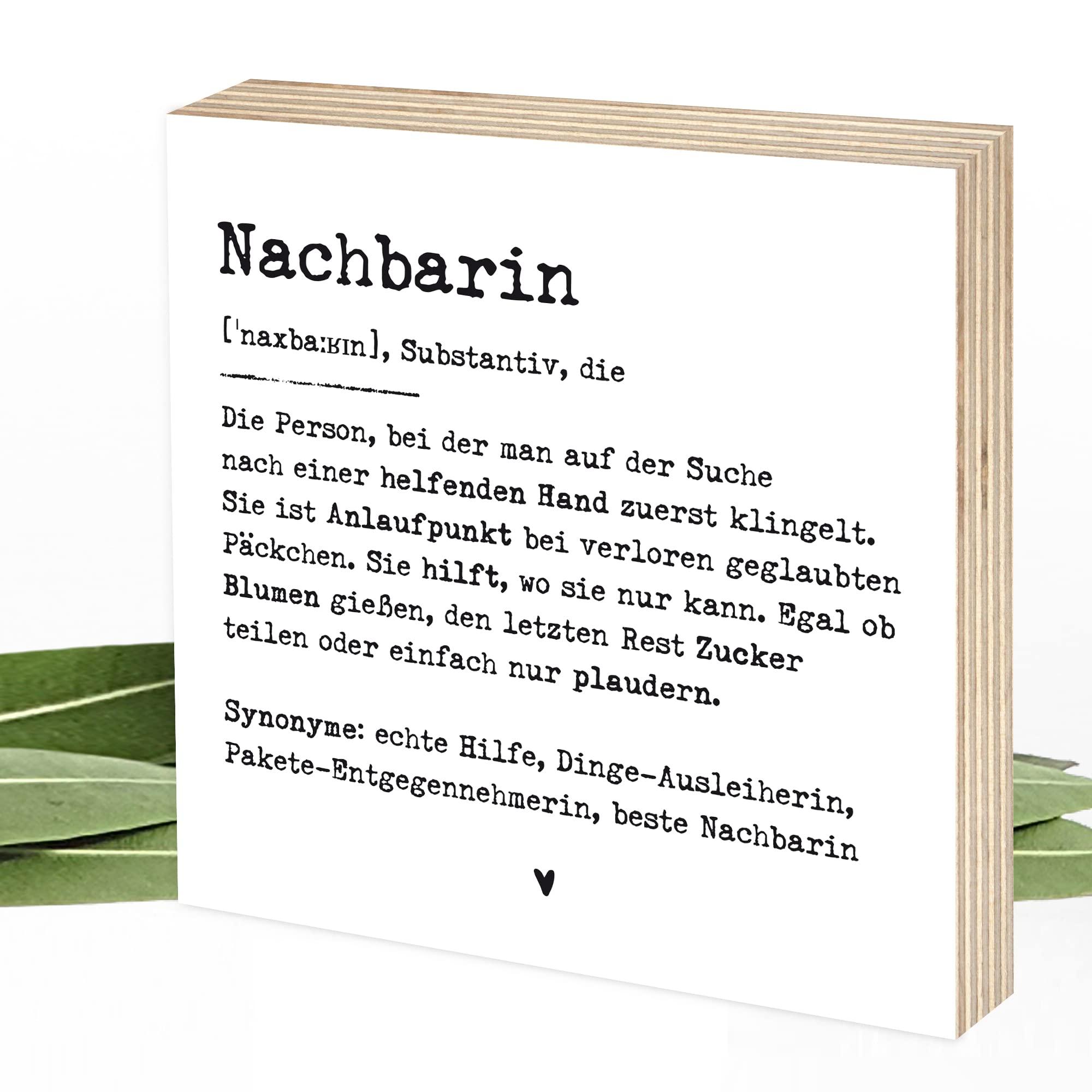 Definition Nachbarin - Wunderpixel® Holzbild 15x15x2cm