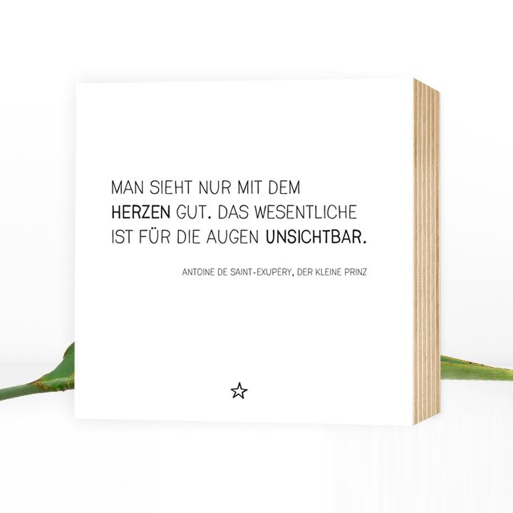 Der kleine Prinz - Zitat - wunderbares Holzbild 15x15x2cm