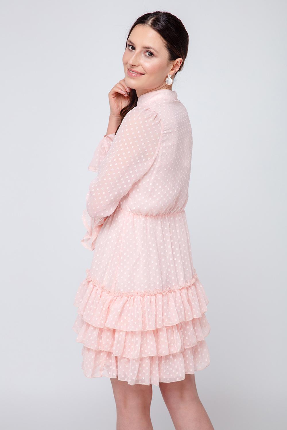 Hochgeschlossenes Minikleid mit Rüschen