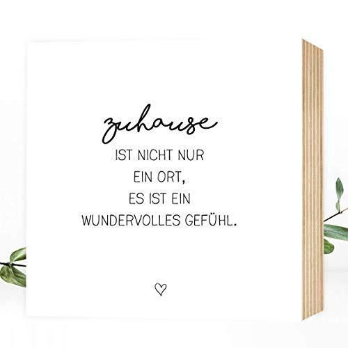 Zuhause ist - wunderbares Holzbild 15x15x2cm