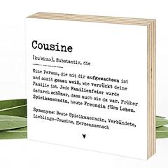 Definition Cousine - wunderbares Wunderpixel® Holzbild 15x15x2cm