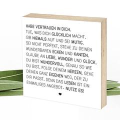 Habe Vertrauen in dich - zauberhaftes Wunderpixel® Holzbild 15x15x2cm