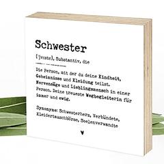 Definition Schwester - bezauberndes Wunderpixel® Holzbild 15x15x2cm