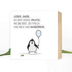DEIN personalisiertes Bild mit Pinguin - bezauberndes Holzbild als Einzelstück 15x15x2cm