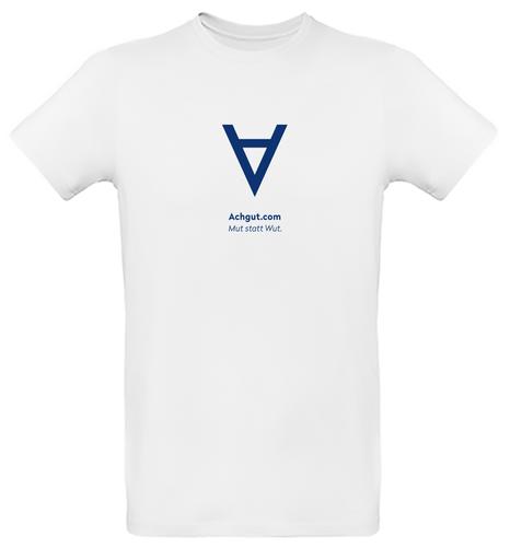 „Achgut - Mut statt Wut“ T-Shirt, weiß | Rundhals-Ausschnitt, unisex | Artikelnummer: TSU-WHL00-MUTST