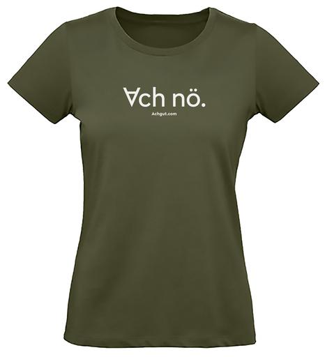 „Ach nö.“ T-Shirt, khaki/olivgrün | U-Boot-Ausschnitt, Damen | Artikelnummer: TSW-KHL00-ACHNO