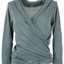 Wickelshirt, Baumwollstrick Pullover, Wickeljacke - taubenblau von Guru