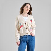 Dedicated Kanan Berries Cardigan  Strickjacke Bio Baumwolle weiß creme von Dedicated