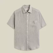 Portuguese Flannel gestreiftes Aaron Sand Kurzarm Hemd Herren beige von Portuguese Flannel
