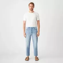 Dawn RISE Relaxed Tapered Bright Blue Minimal Stretch Jeans Hose Herren Hellblau von DAWN