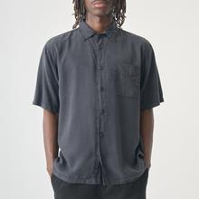 Cleptomanicx Blue Graphite Oversized Easy Shirt Kurzarm Hemd Herren grau von Cleptomanicx