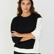 SKFK Aloria GOTS T-Shirt Black Damen Colorblocking Shirt schwarz von SKFK