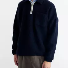Edmmond Studios Unconventional Zip Polo Pullover Herren dunkelblau von Edmmond Studios