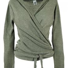 Wickelshirt, Baumwollstrick Pullover, Wickeljacke - helles khakigrün von Guru