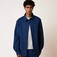 Faguo Gastine Overshirt Bleu Herren Baumwoll-Canvas blau von Faguo