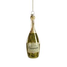 Baumschmuck Champagner Flasche grün, 14x4,5 cm