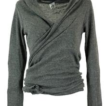 Wickelshirt, Baumwollstrick Pullover, Wickeljacke - granitgrau von Guru