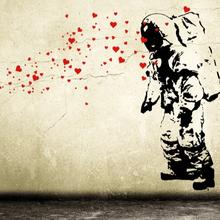 Wandtattoo ASTRONAUT HEART BUBBLE LOVE ab XXL Wandsticker Banksy-Stil Streetart von Urban ART Berlin