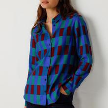 SKFK Asune Shirt Damen Bluse geo print blau von SKFK
