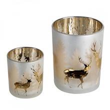 Windlicht Hirsch, champagner weiss gold, klein 8 cm von CHILLISY HOME