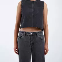 Dr. Denim Erin Top Retro Black Crop Top Denim Damen schwarz von Dr.Denim
