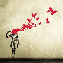Wandtattoo BANKSY Butterfly Headshot Streetart Wandsticker von Urban ART Berlin
