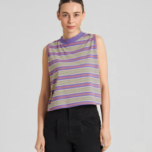 Dedicated Namsos Retro Stripe Haze Purple gestreiftes Top Damen lila von Dedicated