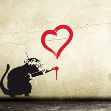 BANKSY Wandtattoo Ratte mit Herz Streetart  von Urban ART Berlin