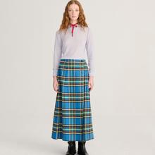 Bobo Choses Tartan Flannel Pleated Skirt Damen Maxi Rock Karo blau von Bobo Choses