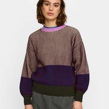 Selfhood Rib Block Knit Burgundy Damen Strick Pullover lila von Selfhood