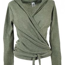 Wickelshirt, Baumwollstrick Pullover, Wickeljacke - helles khakigrün von Guru