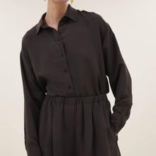 By-Bar Kris Satin Stripe Blouse Espresso Damen Viskose Bluse braun von by-bar