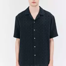 Elvine Favian Short-Sleeved Shirt Dark Navy Herren Hemd blau von ELVINE