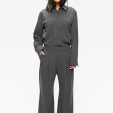 Elvine Dilay Mid Grey Melange Damen Bundfaltenhose Wide Leg grau von ELVINE