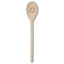 Holzlöffel mit rausgestreckter Zunge